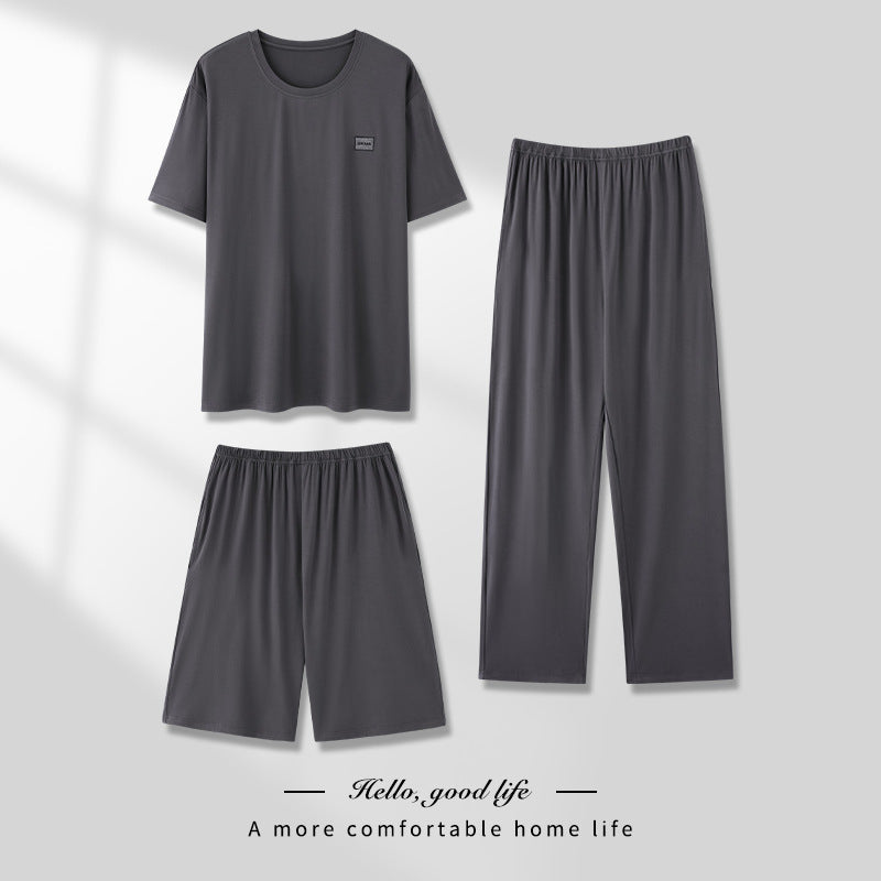 Men's Pajamas Thin Three-piece Home Wear
