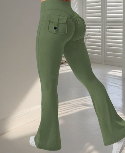 Yoga Fitness Flared Pants With Pockets Ins Fashion Slim High Waist
