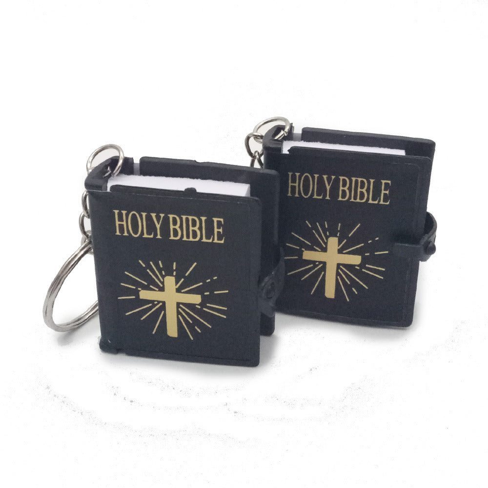 Mini English HOLY BIBLE Key Chains Real Paper Readable Bible Christian