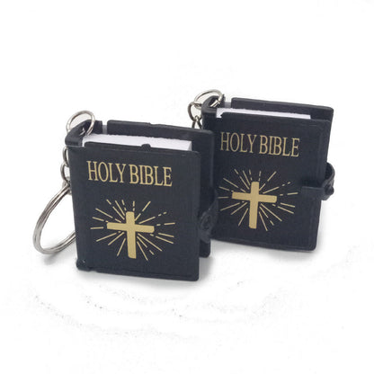 Mini English HOLY BIBLE Key Chains Real Paper Readable Bible Christian