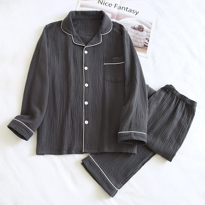 Men's Pajamas Suit Crepe Long Sleeve