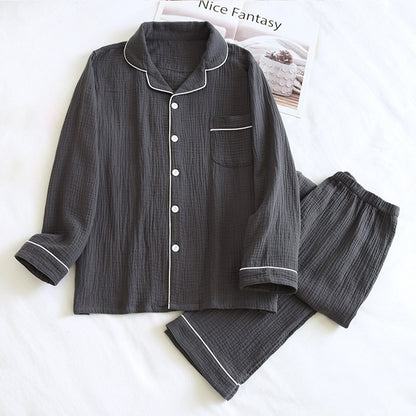 Men's Pajamas Suit Crepe Long Sleeve