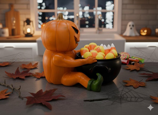 Custom Pumpkin Man Candy Dish – Resin Countertop Halloween Candy Bowl