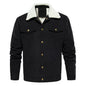 Men's Corduroy Jacket Winter Sherpa Lined Warm Thick Trucker Cargo Coat With 5 Pockets