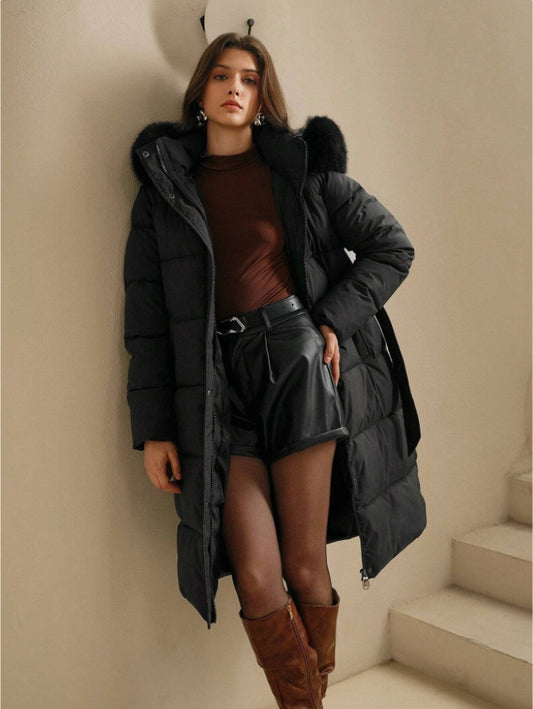 Women's Coat With Faux Fur Trim