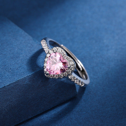 Fashion Jewelry Micro-encrusted Zircon Diamond Love Peach Heart Ring