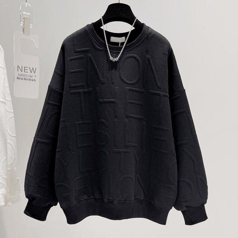 Trendy Round-neck Non-hoodie Thin Loose Long Sleeve Top