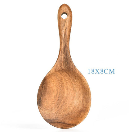 Teak Natural Wood Tableware Spoon Ladle Turner Rice Colander Soup