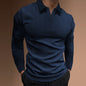 Solid Color Fitness Business Casual Lapels Long Sleeve Men