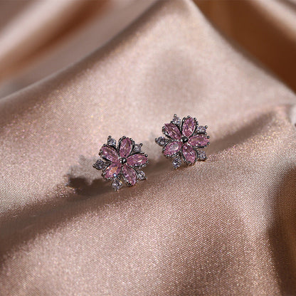 Fashion Jewelry Zircon Women Necklace Ring Double Layers Flower Cubic