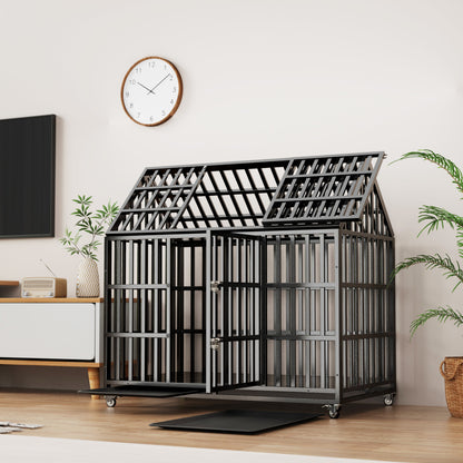 52' Heavy Duty Dog Crate Large Dog cage Strong Metal Dog Kennels and