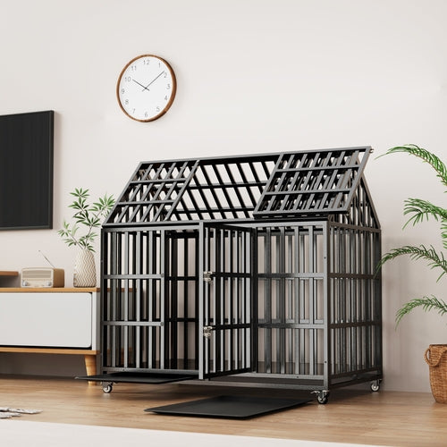 52' Heavy Duty Dog Crate Large Dog cage Strong Metal Dog Kennels and