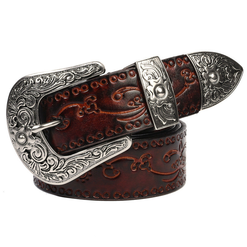Men's Mongolian Style Personalized Carved Belt