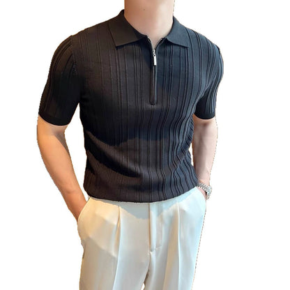 Casual Zipper Short Sleeve Men's Retro