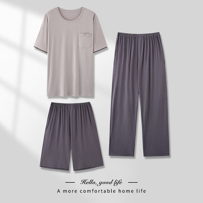 Men's Pajamas Thin Three-piece Home Wear