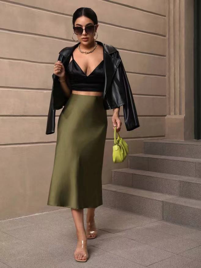 Elegant Line Satin Skirt