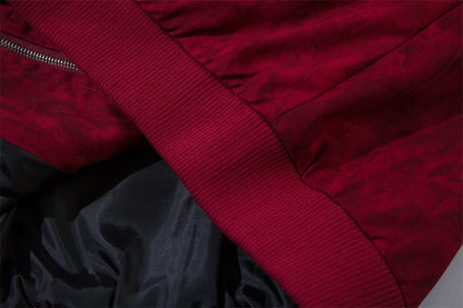 Letter Print Loose Stand-up Collar Jacket