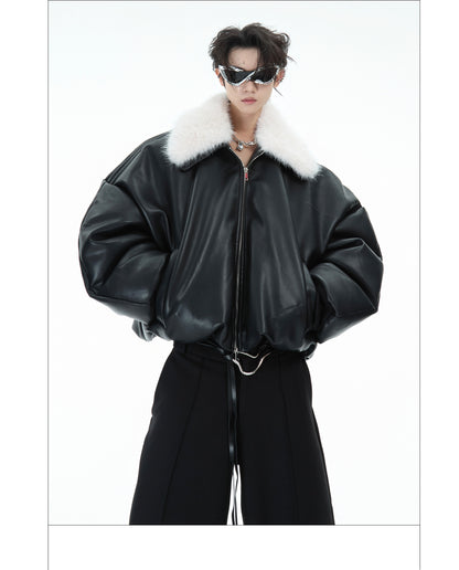 Cotton-padded Leather Coat