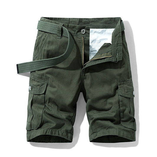 Men's Cotton Shorts Retro Multi-pocket Straight Casual Shorts