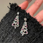 New Full Inlaid Colorful Zircon Christmas Tree Tassel Earrings Women's