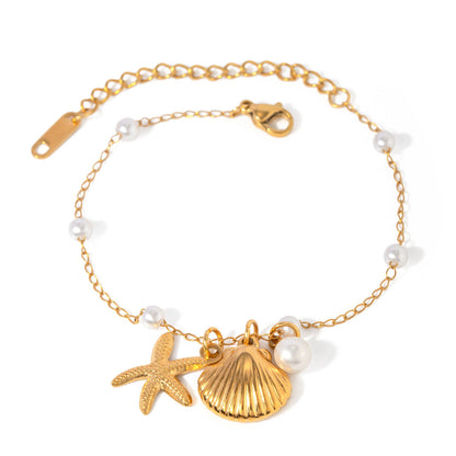 Fashion Jewelry 18K Gold Stainless Steel Pearl Chain Summer Holiday