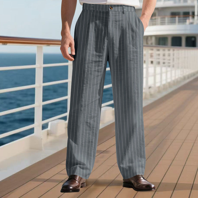 Simple Vertical Straight Men's Casual Pants