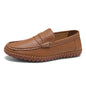 Hand-stitched Bottom Slip On Men's Casual Leather Shoes