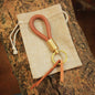 Round Leather Brass Keychain