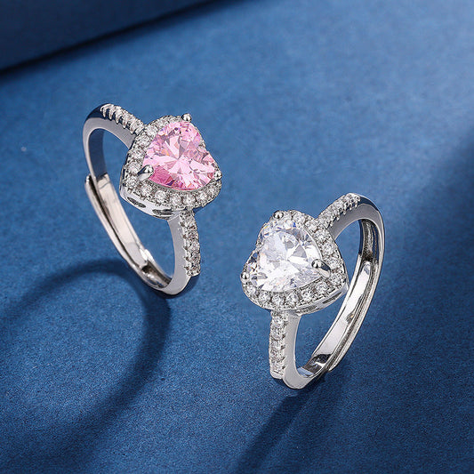Fashion Jewelry Micro-encrusted Zircon Diamond Love Peach Heart Ring