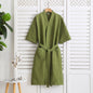 Cotton Single-layer Yarn Bathrobe Spring Summer Cropped Sleeves Mid-length Bathrobe