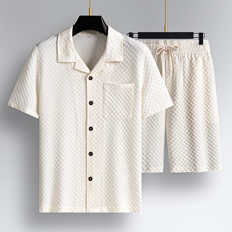 Lapel Short Sleeve Shorts Suit