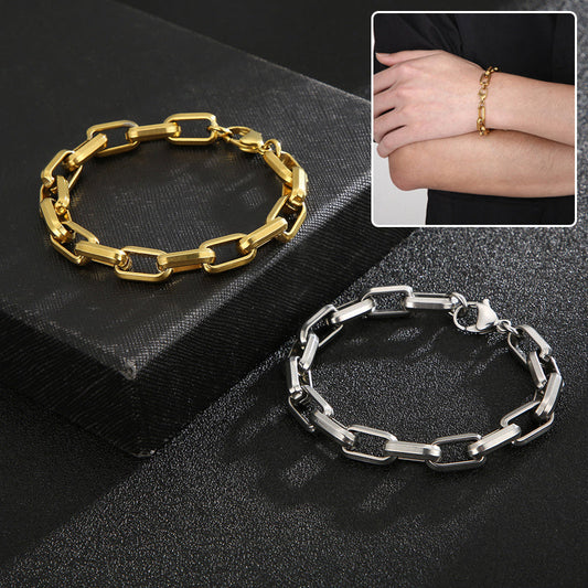 Men's Titanium Steel Bracelet Ins Niche Design Hip-hop Geometric