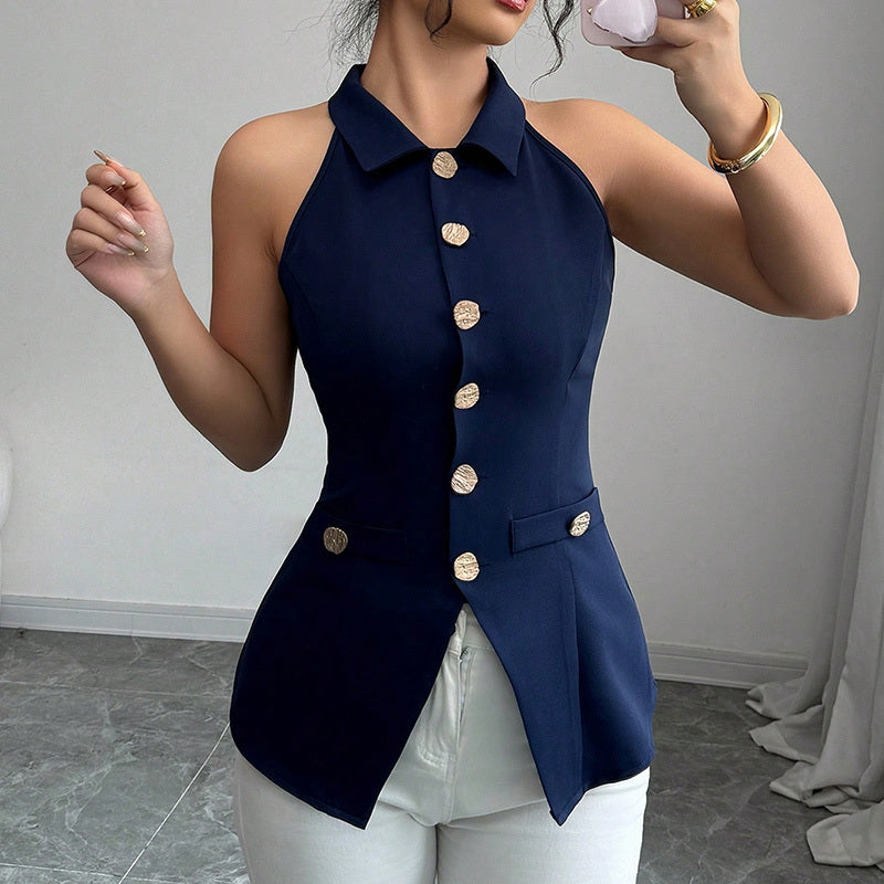 Women's Elegant Solid Sleeveless Vest