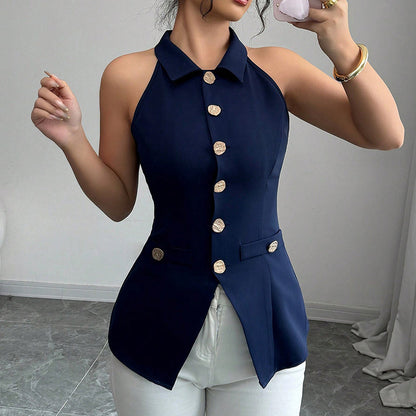 Women's Elegant Solid Sleeveless Vest