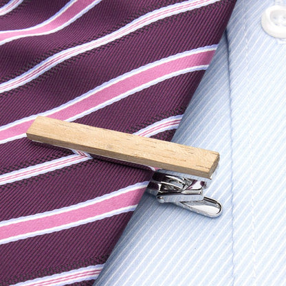Wooden Cufflinks & Tie Clip Set
