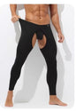 Men's Open Crotch Thermal Pants Thin Leggings Tight