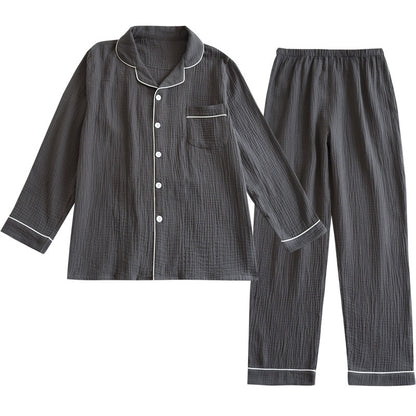 Men's Pajamas Suit Crepe Long Sleeve