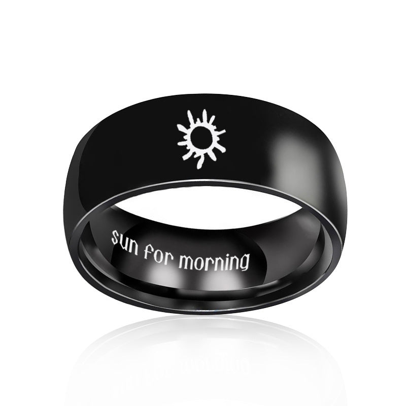 Stainless Steel Couple Rings Sun Moon