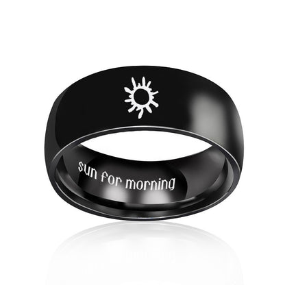 Stainless Steel Couple Rings Sun Moon