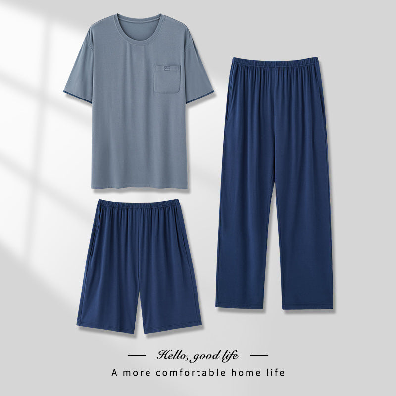 Men's Pajamas Thin Three-piece Home Wear