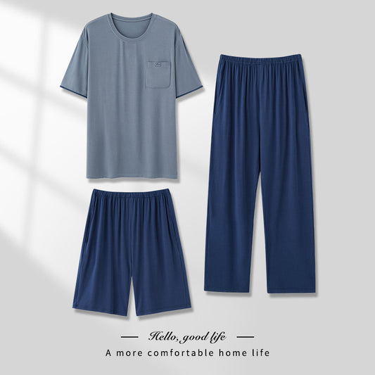 Men's Pajamas Thin Three-piece Home Wear
