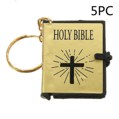 Mini English HOLY BIBLE Key Chains Real Paper Readable Bible Christian