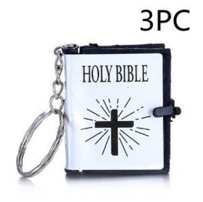 Mini English HOLY BIBLE Key Chains Real Paper Readable Bible Christian