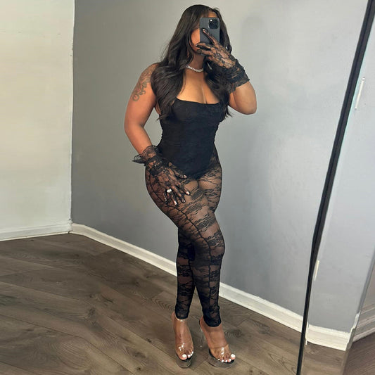 Sexy Women Clothing Sheer Cutout High Elasticity Jumpsuit