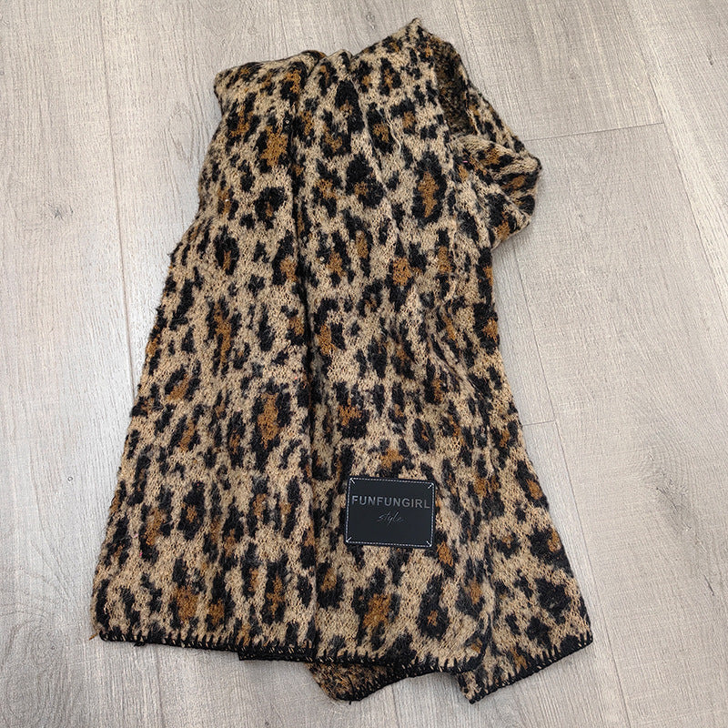 Warm Leopard Print Scarf