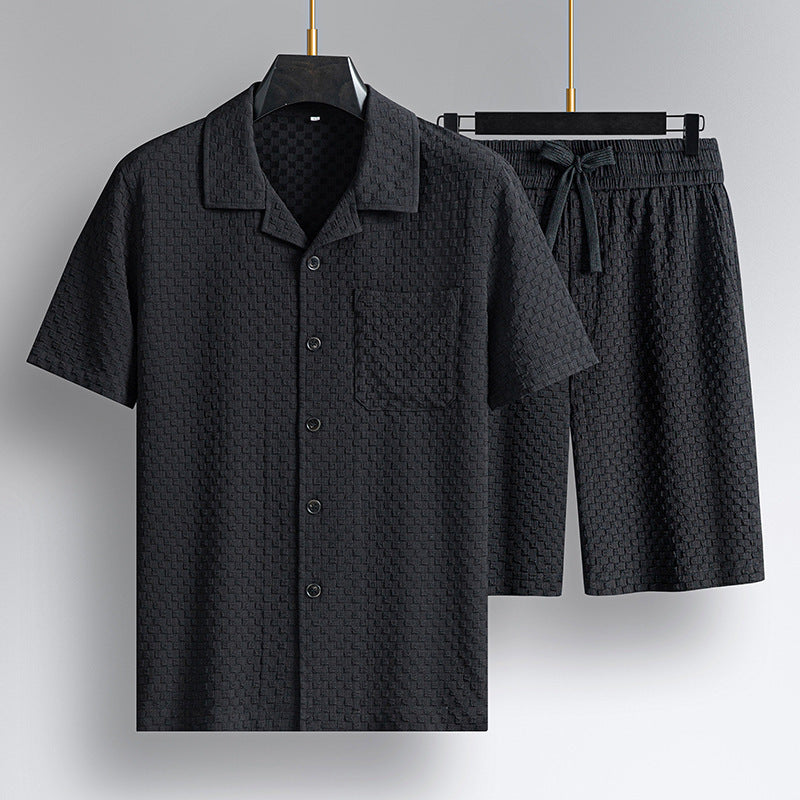 Lapel Short Sleeve Shorts Suit