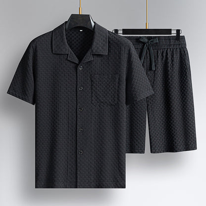 Lapel Short Sleeve Shorts Suit