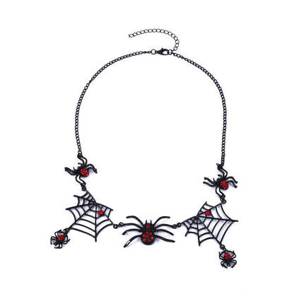 Halloween Spider And Spider Web Necklace Personality Clavicle Necklace