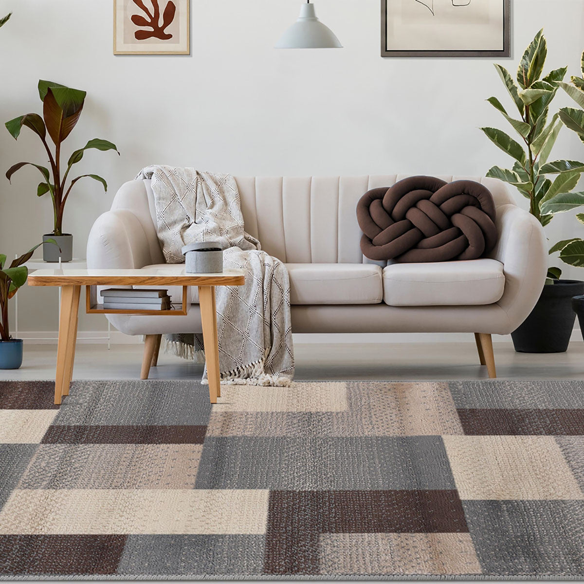 8' X 10' Gray Tan And Brown Patchwork Area Rug