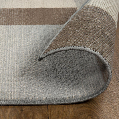 8' X 10' Gray Tan And Brown Patchwork Area Rug